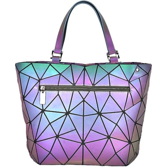 Womens Faux Leather Geometric Purse Top Handle Satchel Bag Ladies main image 5